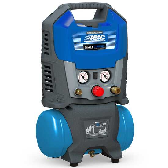 ABAC SUITCASE - Compresor de aire eléctrico portátil monofásico, sin aceite - Motor 1.5 HP - 6 L