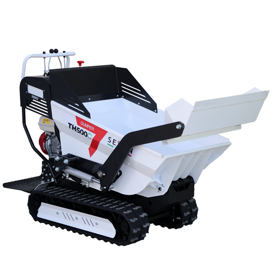 Seven Italy TH500C GX 200 - Carretilla de orugas con caj&oacute;n dumper de 500 kg y pala - Cambio hidrost&aacute;tico
