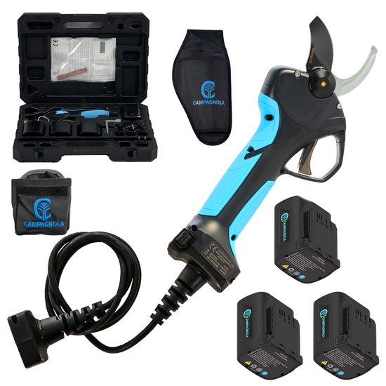 Campagnola Stark XM - Tijeras el&eacute;ctricas de poda con kit cable y funda para bater&iacute;a - 3x 14,4V 2,5 Ah - Di&aacute;metro de corte 35 mm
