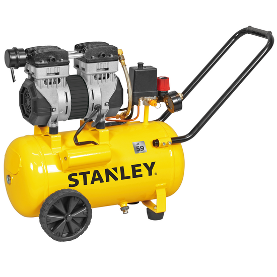 Stanley DST 150/8/24 SXCMS1324H - Compresor de aire el&eacute;ctrico monof&aacute;sico silencioso, sin aceite - Motor 1.3 HP - 24 L