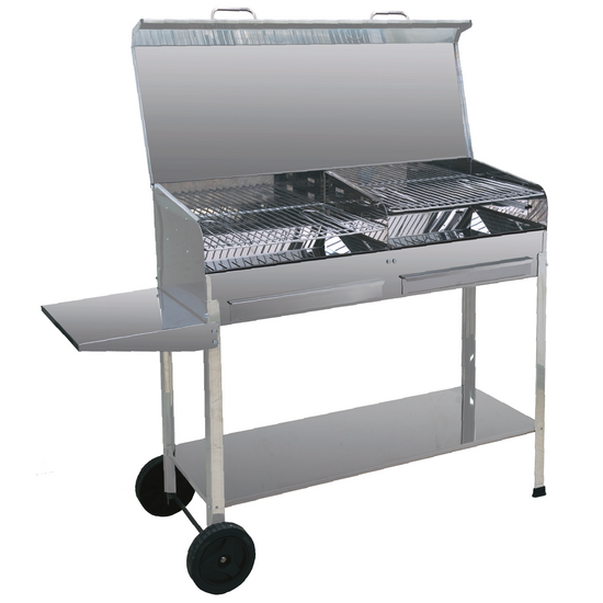 Mille Achille Big - Barbacoa de carb&oacute;n de acero inox artesanal - 2x 47,5x37cm