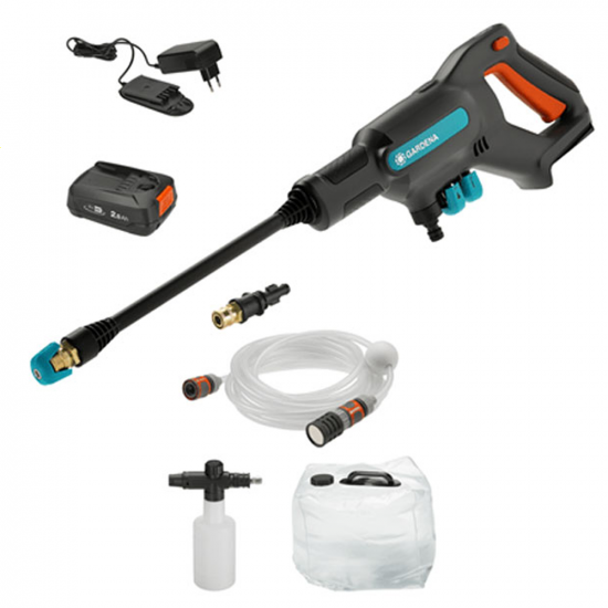 Pistola hidrolimpiadora Gardena AcquaClean 24/18V 2.5Ah con dep&oacute;sito y lanza espuma