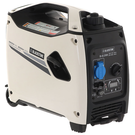 BlackStone B-iG 2500 - Generador de corriente inverter a gasolina, con ruedas 2.2 kW - Continua 2 kW Monofásica