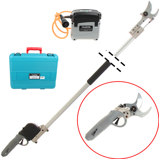 Tijeras eléctricas de poda BlackStone 450-BP con pértiga BlackStone 32-H de 2,5 metros- batería y cargador de serie - Diámetro de corte 45 mm