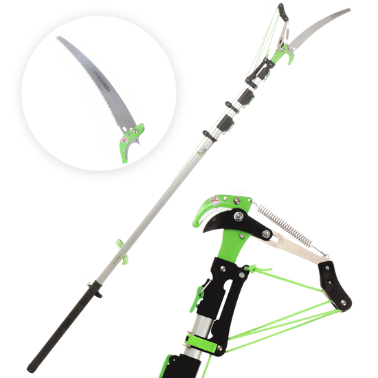 Verdemax - Cortarramas completo de serrucho + P&eacute;rtiga telesc&oacute;pica 3 secciones cm 190-500