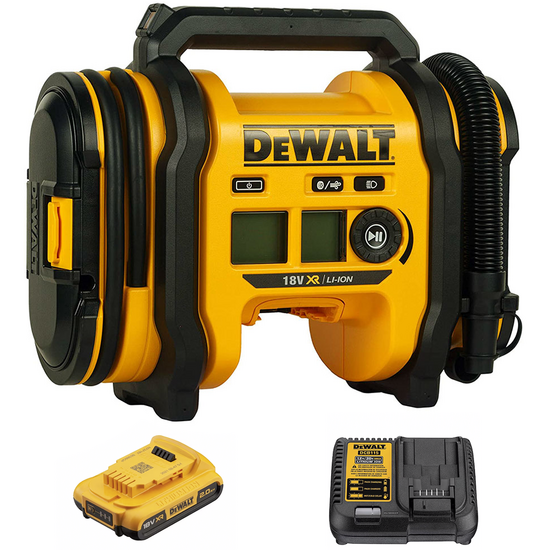 DeWalt DCC018N-XJ - Compresor de aire el&eacute;ctrico port&aacute;til monof&aacute;sico, sin aceite - Bater&iacute;a 18V/2.0ah y cargador