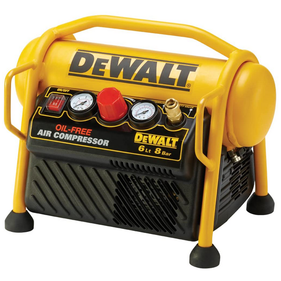 DeWalt DPC6MRC-QS - Compresor de aire el&eacute;ctrico port&aacute;til monof&aacute;sico, sin aceite - Motor 1.5 HP - 6 L