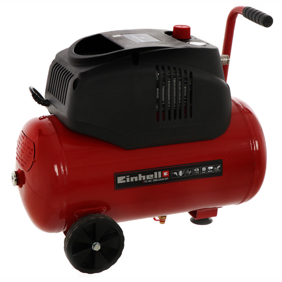 Einhell TC-AC 200/24/8  OF - Compresor de aire eléctrico con ruedas - Motor 1.5 HP - 24 L
