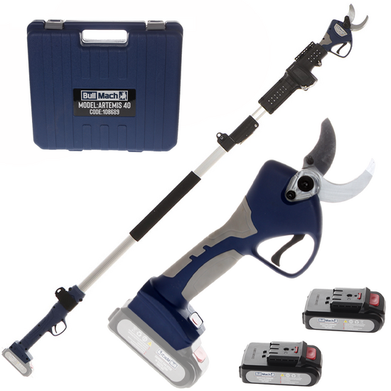 Tijera eléctrica de poda BullMach ARTEMIS 40 - con pértiga de 1.5 a 2.1 metros