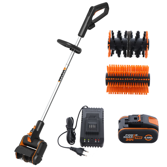 Worx WG441E - Limpiador para exteriores de bater&iacute;a - Bater&iacute;a de 20V - 4 Ah - 2 cepillos incluidos
