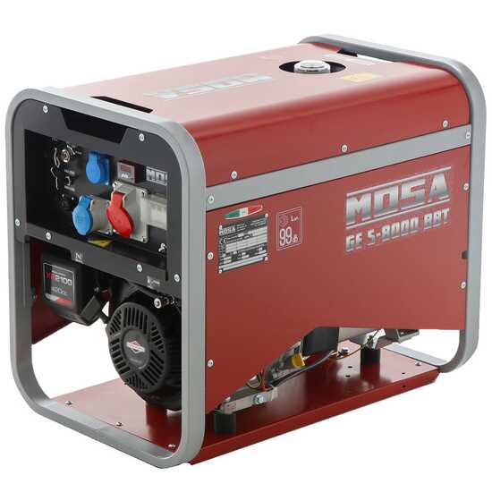 MOSA GE S-8000 BBT AVR EAS - Generador de corrienta a gasolina con arranque eléctrico 6.4 kW - Continua 5.6 kW Trifásica - Motor B&S XR2100