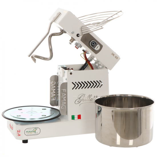 Famag Grilletta IM 6S/230 1 Velocidad - Amasadora de espiral 6 kg con cabezal abatible