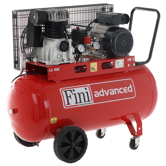 Fini Advanced MK 103-100-3M - Compresor de aire el&eacute;ctrico monof&aacute;sico de correa - Motor 3 HP - 100 L