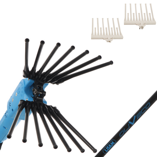 Lisam Oliveco - Vareador de aceitunas el&eacute;ctrico de bater&iacute;a - Con dientes en nailon  - 230-330 cm - P&eacute;rtiga telesc&oacute;pica