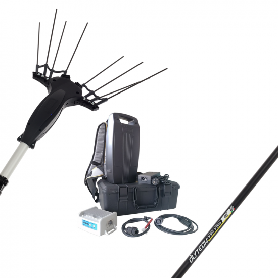 Volpi Olytech Super Power 555XL - Vareador de aceitunas eléctrico de batería 240/360 - Batería de mochila incluida