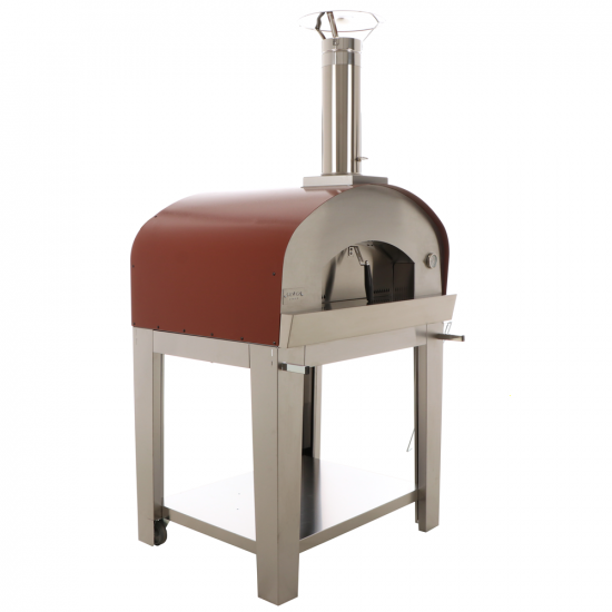 Seven Italy Eros Rosso - Horno de le&ntilde;a de exterior con carro