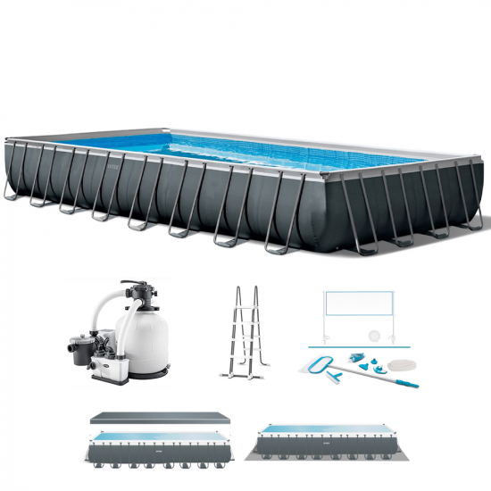 Intex Ultra XTR Frame 26378NP - 975x488x132 cm - Piscina desmontable + Kit Limpieza y Voleibol
