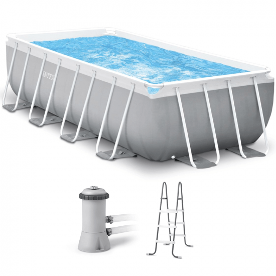 Intex Prisma Frame 26788NP - 400x200x100 cm - Piscina elevada + Bomba de filtro 45 W y Escalera