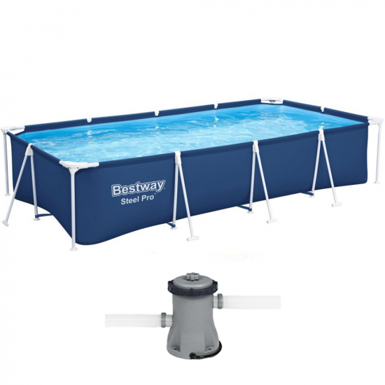 Bestway Steel Pro 56424 - 400x211x81 cm - Piscina desmontable + Bomba filtro 16 W