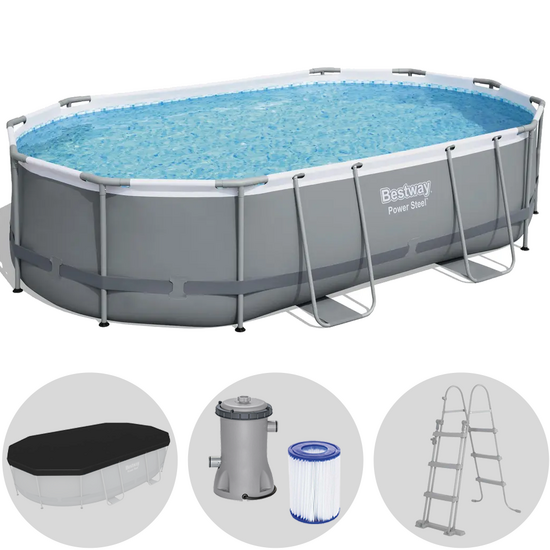 Bestway Power Steel 56448 - 488x305x107 cm - Piscina Ovalada