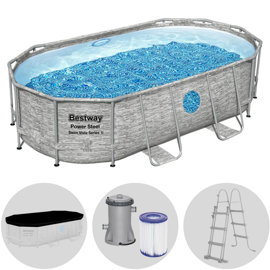 Bestway Power Steel Swim Vista 56714 - 427 x 250 x 100 cm - Piscina ovalada