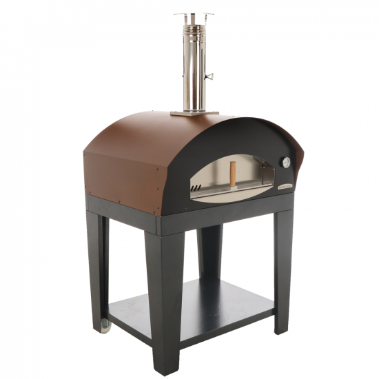 Rossofuoco Benni Marrone - Horno de leña de exterior con carro
