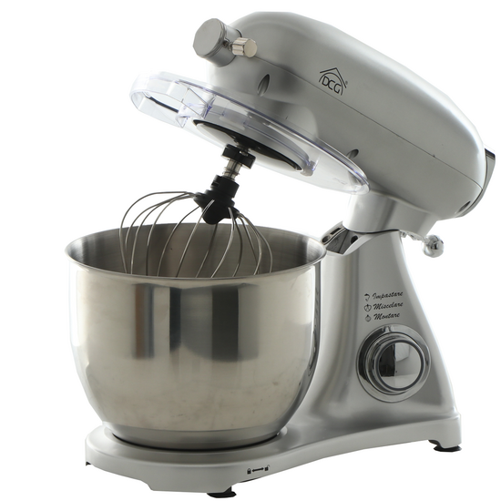 DCG KM1510S 7l - Amasadora planetaria - Cuba de acero de 7 l - Multifunción con desenganche rápido