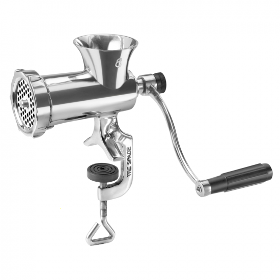 Tre Spade TC-8 Inox - Picadora de carne manual de manivela - Mordaza de fijaci&oacute;n - n.8