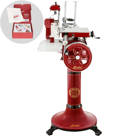 BERKEL B3- Cortadora de fiambre de volante con pedestal con cuchilla de acero al cromo de 300 mm - Roja