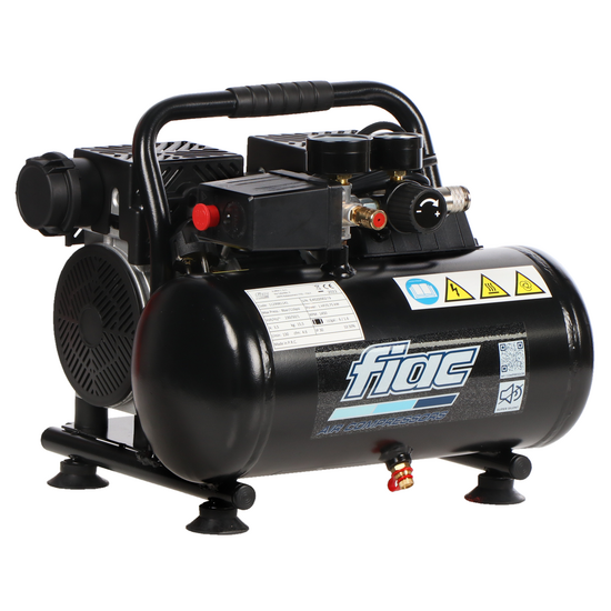 FIAC SUPERSILENT 6/1 - Compresor de aire eléctrico portátil monofásico silencioso, sin aceite - Motor 1 HP - 6 L