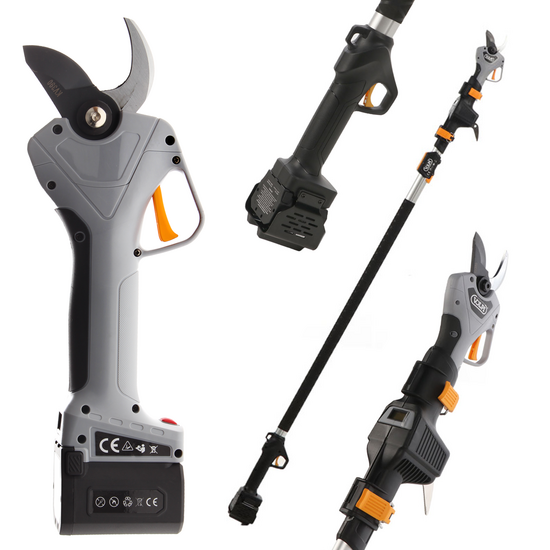 Volpi KV390 - Tijera el&eacute;ctrica de poda - 2x 21.6V 2.5Ah + P&eacute;rtiga telescopica