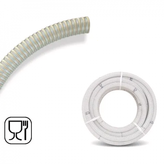 Manguera aspiración con espiral transparente en PVC para alimentos Ø 20 mm-5 m