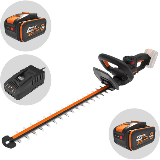 Worx Nitro WG263E - Cortasetos de bater&iacute;a - 20V/4Ah - Cuchilla de 57 cm