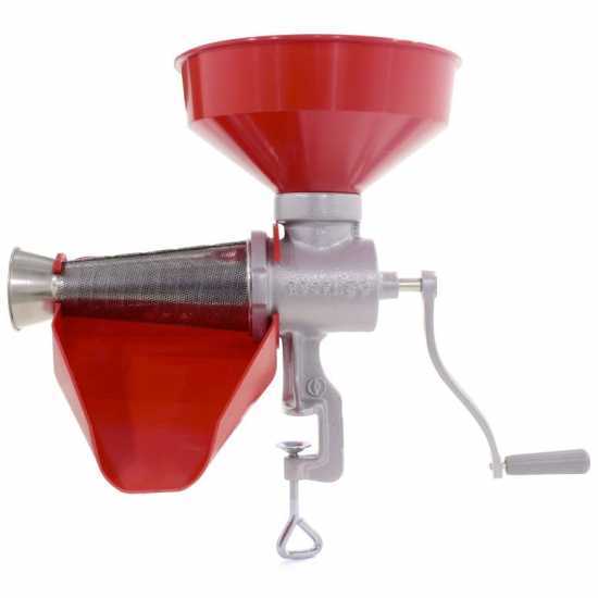 Reber 8501 N - Trituradora de tomate manual N.5 - Tolva y bandeja de plástico