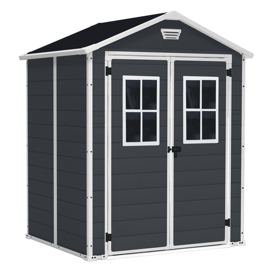 Keter Manor negra - Caseta de jardín - Con ventanas delanteras - 185x152x226 cm