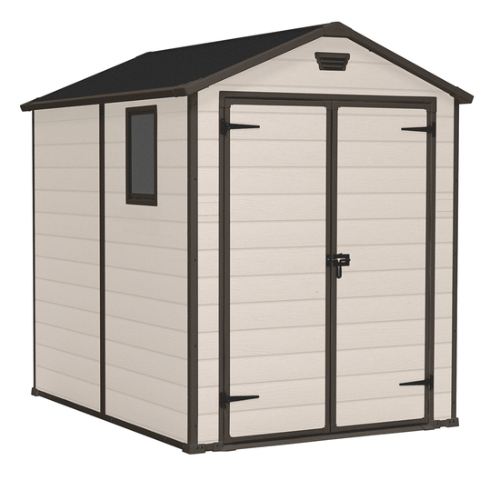 Keter Manor beis - Caseta de jard&iacute;n - Con ventana lateral - 185.8x236.8x227 cm