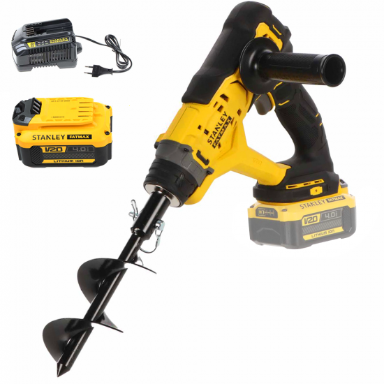 Stanley Fatmax SFMCGA75 - Ahoyador de bater&iacute;a - 20 V 4 Ah - Broca de 15.5 cm incluida