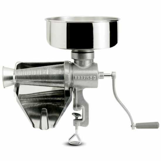 Reber 8502 N - Trituradora de tomate manual N.5 - Tolva y bandeja de acero inoxidable