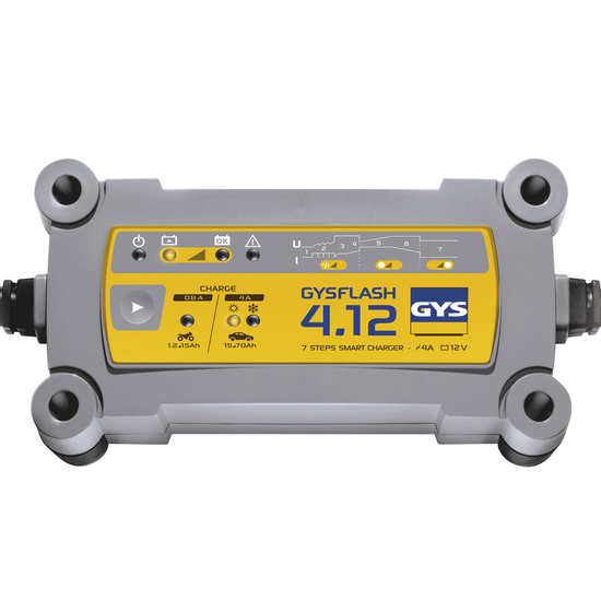 GYS Flash 4.12 - Cargador de bater&iacute;as y mantenedor de carga autom&aacute;tico - Bater&iacute;as 12V de 1.2 a 90 ah