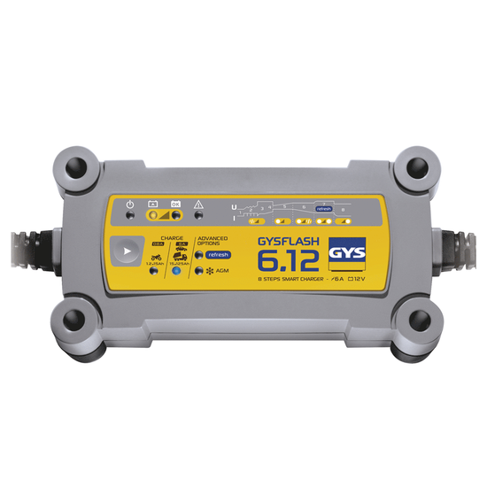 GYS Flash 6.12 - Cargador de bater&iacute;as y mantenedor de carga autom&aacute;tico - Bater&iacute;as 12V de 1.2 a 125 ah