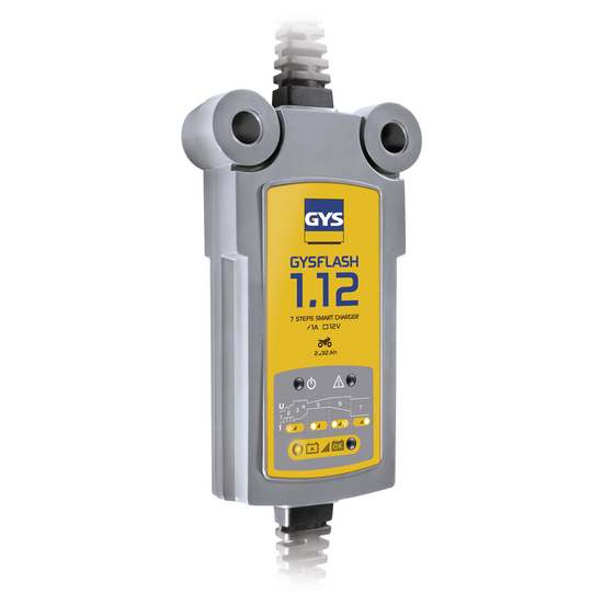 GYS Flash 1.12 - Cargador de baterías y mantenedor automático - Baterías 12V de 1.2 a 32 ah