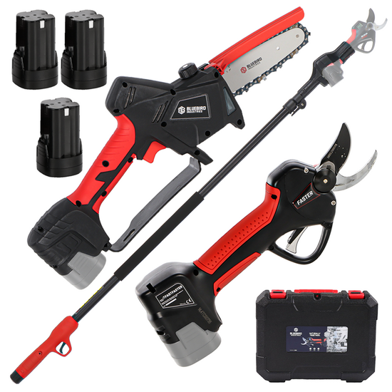 Blue Bird PS23-35+CS23-05A - Kit Tijeras con p&eacute;rtiga + Podadora de bater&iacute;a - 3x 14.4V 2.5Ah