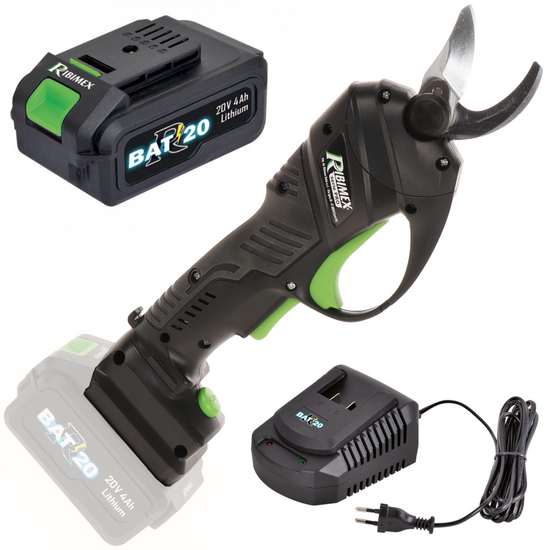 Ribimex PRBAT20/SEC - Tijeras el&eacute;ctricas de poda - 20V/4Ah - Di&aacute;metro de corte 25 mm