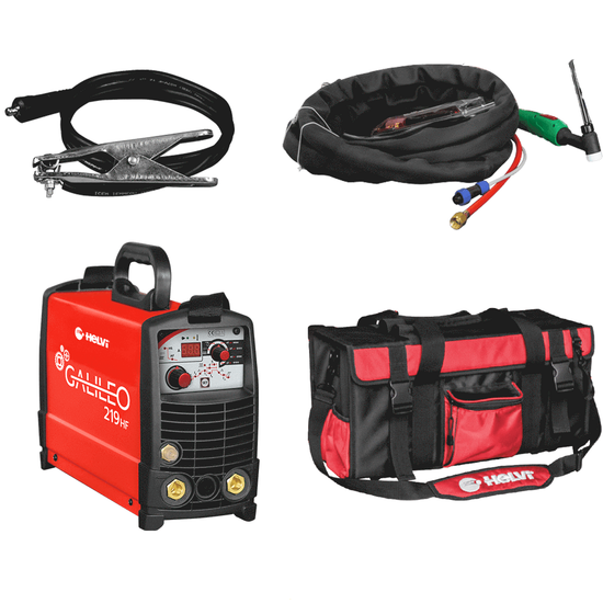 Helvi Galileo TIG 219 HF - Soldadora Inverter (MMA, TIG HF o LIFT) + Kit bolsa, corriente continua (DC)