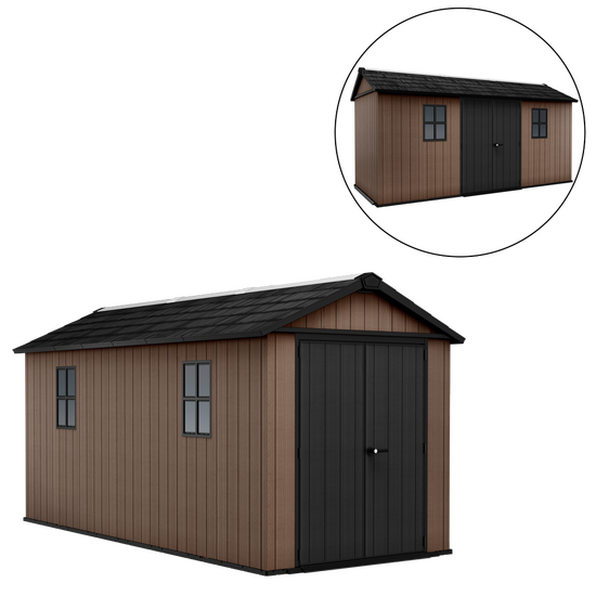Keter Newton plus 7515/1575 - Caseta de jard&iacute;n - Con puerta de doble hoja y ventanas - 230x476x246 cm