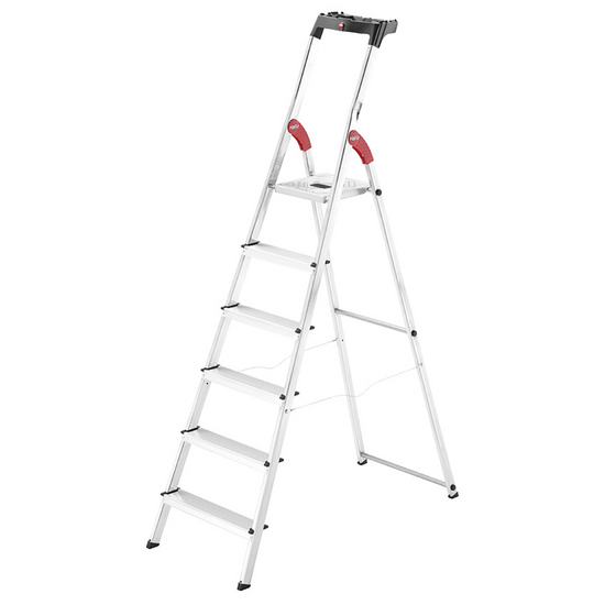 Hailo L60, 6 pelda&ntilde;os, 1,90 m - Escalera de aluminio con caballete - Ultraligera