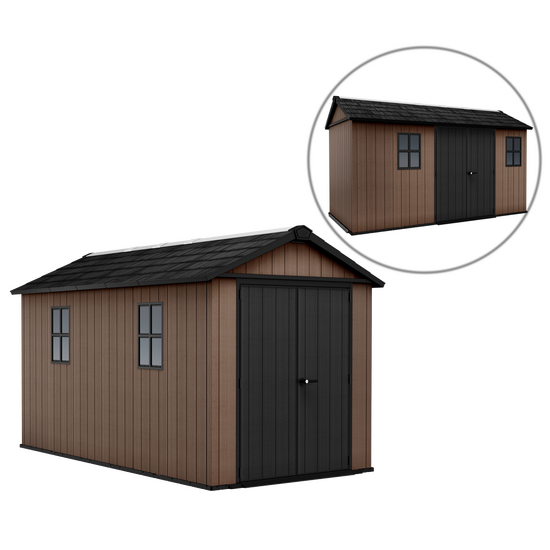 Keter Newton plus 7513/1375 - Caseta de jard&iacute;n - Con puerta de doble hoja y ventanas - 230x413x246 cm