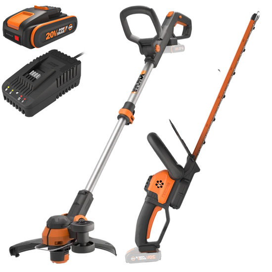 Worx WG918E - Kit Cortasetos + Cortabordes de batería - 20/2Ah