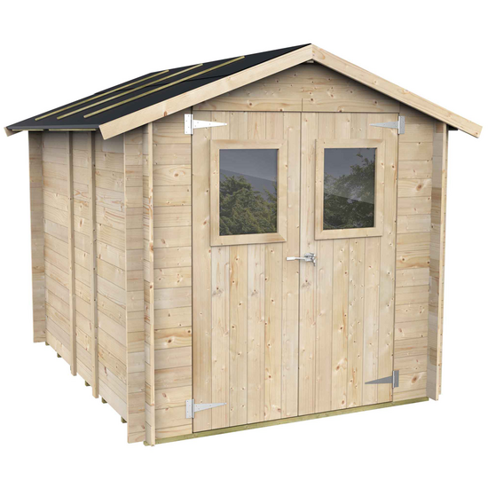 Alce Hobby 198x248 - Caseta de jard&iacute;n de madera - Con ventanas y puerta de doble hoja - 198x248x215 cm