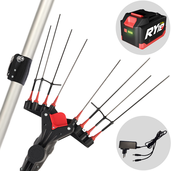 Castellari Vertigo L 18V - Vareador de aceitunas eléctrico de batería 18V 7.8Ah - Pértiga telescópica en aluminium 240/330 cm